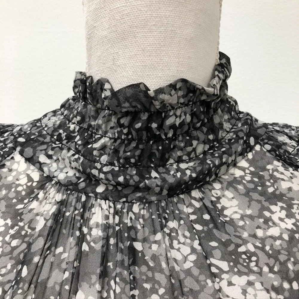 Michael‎ Kors Silk Chiffon Blouse Top Womens 6 Gray Whimsigoth Dark Fairy Career
